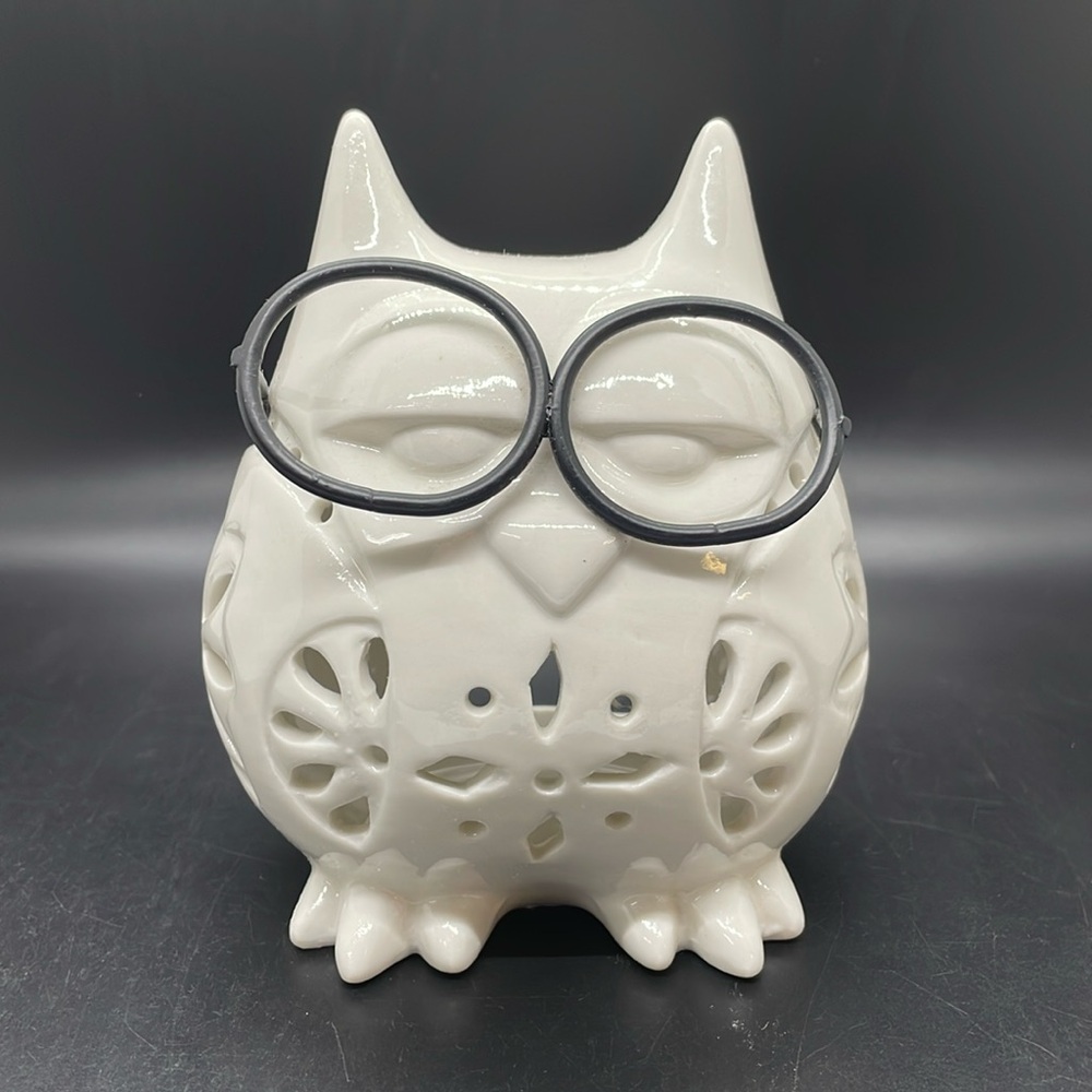 NWT Vintage Pier 1 Wise pointy ear Owl Glasses Tea Light Candle Holder